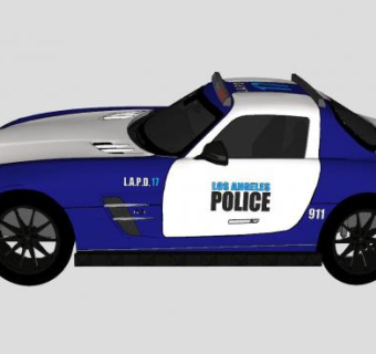 奔驰SLS警车SU模型下载_sketchup草图大师SKP模型
