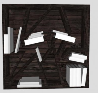 千层岩系实木书柜SU模型下载_sketchup草图大师SKP模型