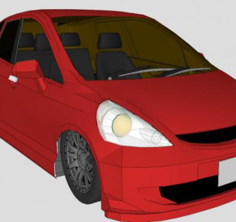 本田爵士红色汽车SU模型下载_sketchup草图大师SKP模型