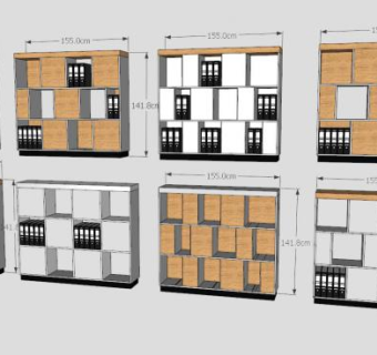 多款家居书柜SU模型下载_sketchup草图大师SKP模型