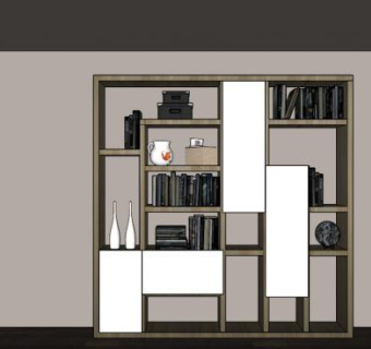 隔板嵌入式书柜SU模型下载_sketchup草图大师SKP模型