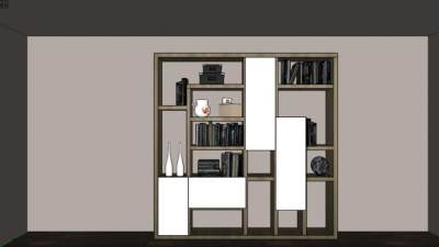 隔板嵌入式书柜SU模型下载_sketchup草图大师SKP模型