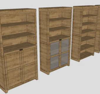 实木书架设置SU模型下载_sketchup草图大师SKP模型