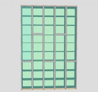 现代板式玻璃书柜SU模型下载_sketchup草图大师SKP模型