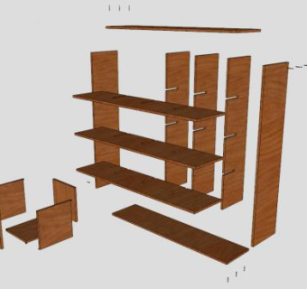 独立板式书柜SU模型下载_sketchup草图大师SKP模型