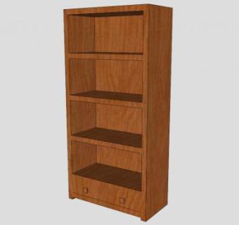 现代木制书架SU模型下载_sketchup草图大师SKP模型
