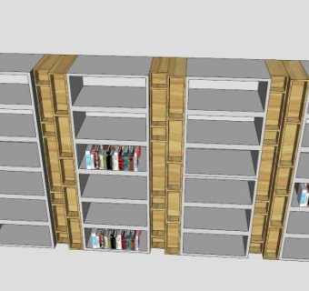 四门隔板式书架SU模型下载_sketchup草图大师SKP模型