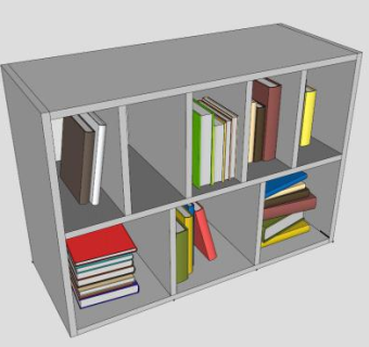 现代倚墙式小书架SU模型下载_sketchup草图大师SKP模型