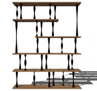 钢木倚墙式书柜SU模型下载_sketchup草图大师SKP模型