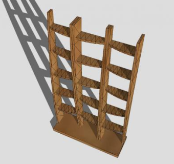 现代实木嵌入式书架SU模型下载_sketchup草图大师SKP模型