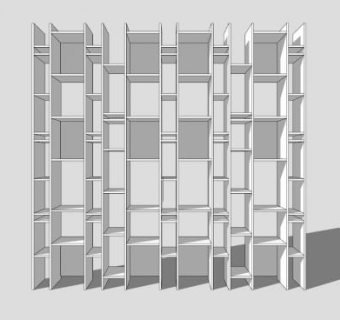 现代随机白色书架SU模型下载_sketchup草图大师SKP模型