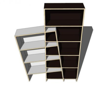 黑色隔板书柜SU模型下载_sketchup草图大师SKP模型