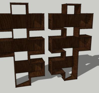 家庭黑色书架SU模型下载_sketchup草图大师SKP模型