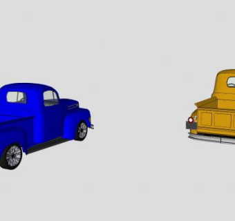 黄色蓝色皮卡SU模型下载_sketchup草图大师SKP模型