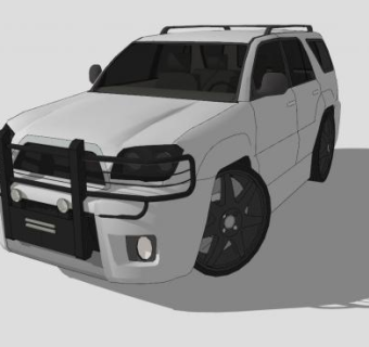 丰田4Runner白色SUV汽车SU模型下载_sketchup草图大师SKP模型