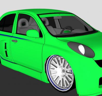 日产微米绿色汽车SU模型下载_sketchup草图大师SKP模型