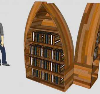 C型家具书柜SU模型下载_sketchup草图大师SKP模型