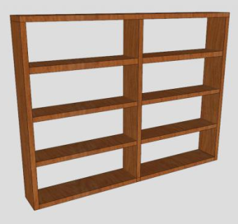 实木书架组件SU模型下载_sketchup草图大师SKP模型