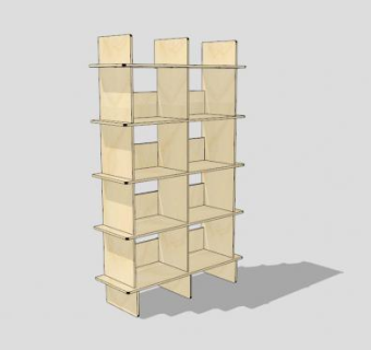 实木亚麻书架SU模型下载_sketchup草图大师SKP模型