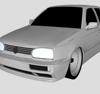 大众高尔夫灰色汽车SU模型下载_sketchup草图大师SKP模型