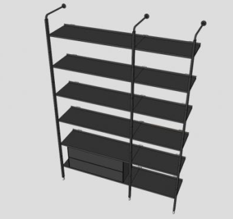 黑色钢木书架SU模型下载_sketchup草图大师SKP模型