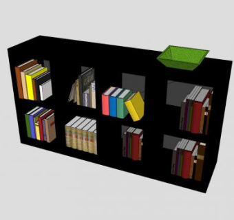 现代嵌入式黑色书架SU模型下载_sketchup草图大师SKP模型