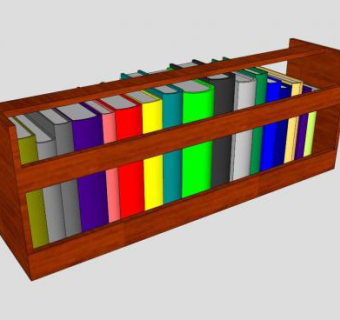 单层带书书架SU模型下载_sketchup草图大师SKP模型