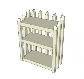 尖桩篱栅书架SU模型下载_sketchup草图大师SKP模型