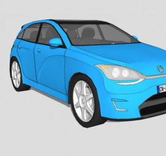 蓝色SUV汽车SU模型下载_sketchup草图大师SKP模型