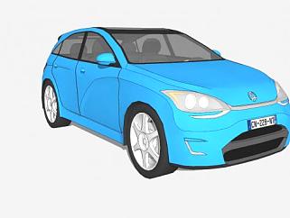 蓝色SUV汽车SU模型下载_sketchup草图大师SKP模型