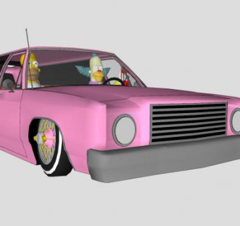 辛普森一家加长版汽车SU模型下载_sketchup草图大师SKP模型