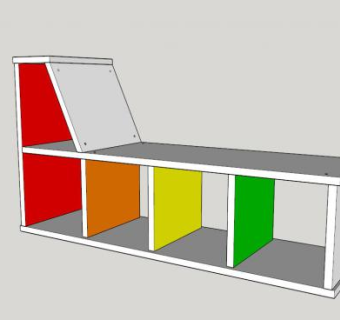 彩色隔板式书架SU模型下载_sketchup草图大师SKP模型