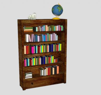 木制书柜书架SU模型下载_sketchup草图大师SKP模型