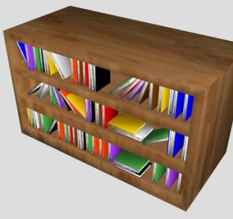 实木三层书柜SU模型下载_sketchup草图大师SKP模型