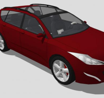 红色商务车SU模型下载_sketchup草图大师SKP模型