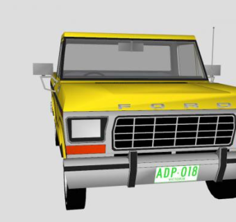 福特F100皮卡SU模型下载_sketchup草图大师SKP模型