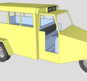 dqina三轮汽车SU模型下载_sketchup草图大师SKP模型