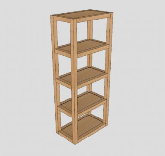 实木板式高书架SU模型下载_sketchup草图大师SKP模型