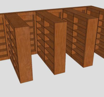 图书馆实木书架SU模型下载_sketchup草图大师SKP模型