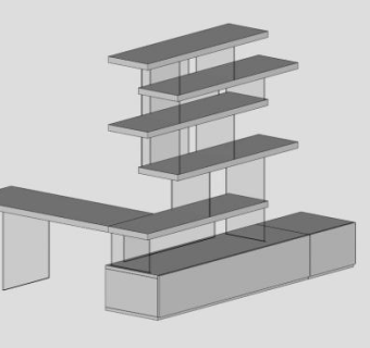 倚墙式前书架SU模型下载_sketchup草图大师SKP模型