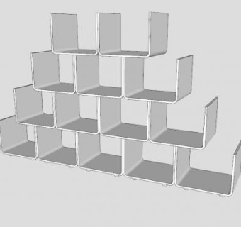 隔板爱丽舍宫书架SU模型下载_sketchup草图大师SKP模型