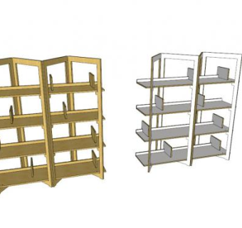 藏书馆板式书柜SU模型下载_sketchup草图大师SKP模型