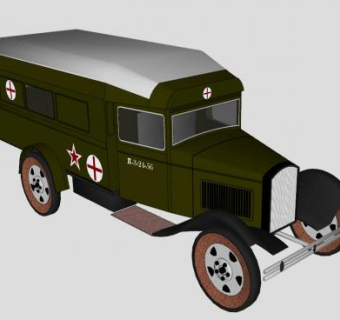 戈尔科夫斯基55救护车SU模型下载_sketchup草图大师SKP模型