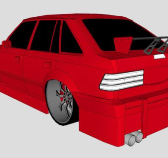 福特福睿斯红色汽车SU模型下载_sketchup草图大师SKP模型