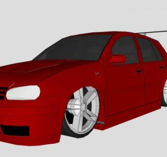 大众高尔夫红色汽车SU模型下载_sketchup草图大师SKP模型
