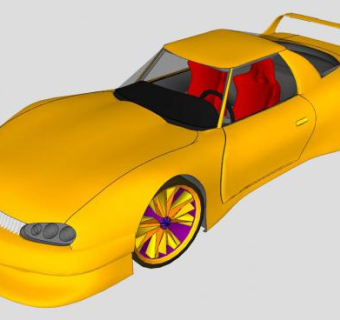 黄色赛车车辆SU模型下载_sketchup草图大师SKP模型