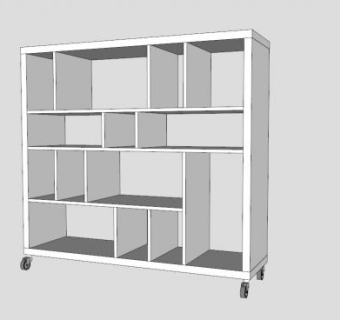 混合白色书架SU模型下载_sketchup草图大师SKP模型
