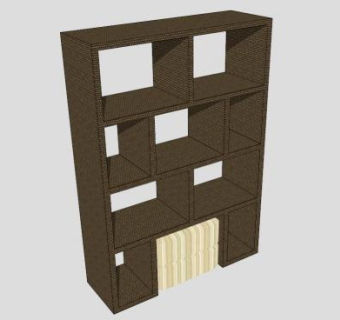 实木古奥书架SU模型下载_sketchup草图大师SKP模型