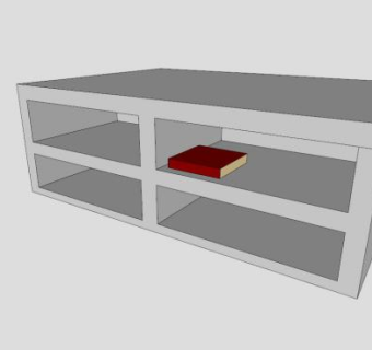 板式白色双层书柜SU模型下载_sketchup草图大师SKP模型