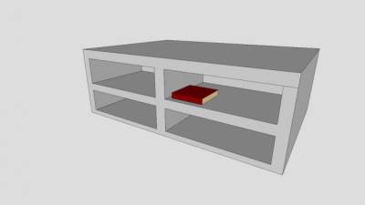 板式白色双层书柜SU模型下载_sketchup草图大师SKP模型